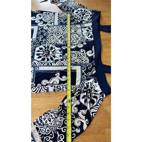 JM Collection Womens Printed Cold Shoulder Top Intrepid Blue Size 2XL NWT P1-231 - Picture 6 of 9